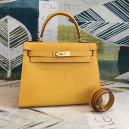 Replica Hermes Yellow Kelly 25 Gold Hardware Bag