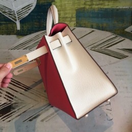 Replica Hermes Pink White Kelly 25 Gold Hardware Bag