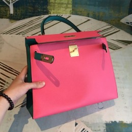 Replica Hermes Pink Teal Kelly 25 Shoulder Strap Gold Hardware Bag