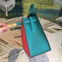 Replica Hermes Pink Teal Kelly 25 Shoulder Strap Gold Hardware Bag