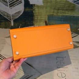 Replica Hermes Orange Brown Kelly 25 Gold Hardware Bag