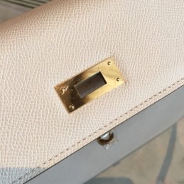 Replica Hermes White Tan Kelly 28 Gold Hardware Bag