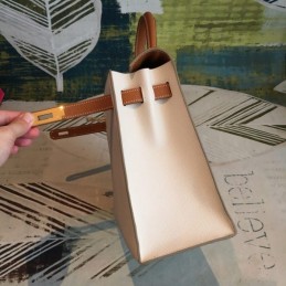 Replica Hermes White Tan Kelly 28 Gold Hardware Bag