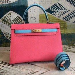 Replica Hermes Red Kelly 28 Textured Leather Bag