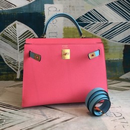Replica Hermes Red Kelly 28 Textured Leather Bag