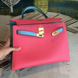 Replica Hermes Red Kelly 28 Textured Leather Bag