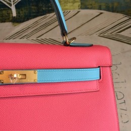 Replica Hermes Red Kelly 28 Textured Leather Bag