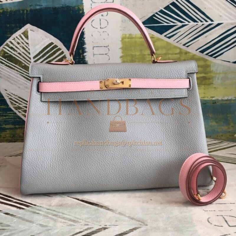 Replica Hermes Gray Pink Kelly 35 Bag