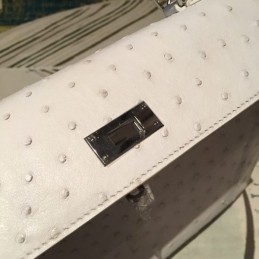 Replica Hermes Ivory Ostrich Leather Kelly 35 Palladium Hardware Bag