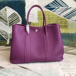 Replica Hermes Purple Garden Party 30 Textured Leather Bag