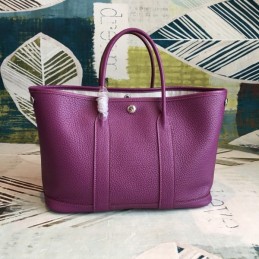 Replica Hermes Purple Garden Party 30 Textured Leather Bag