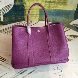 Replica Hermes Purple Garden Party 30 Textured Leather Bag