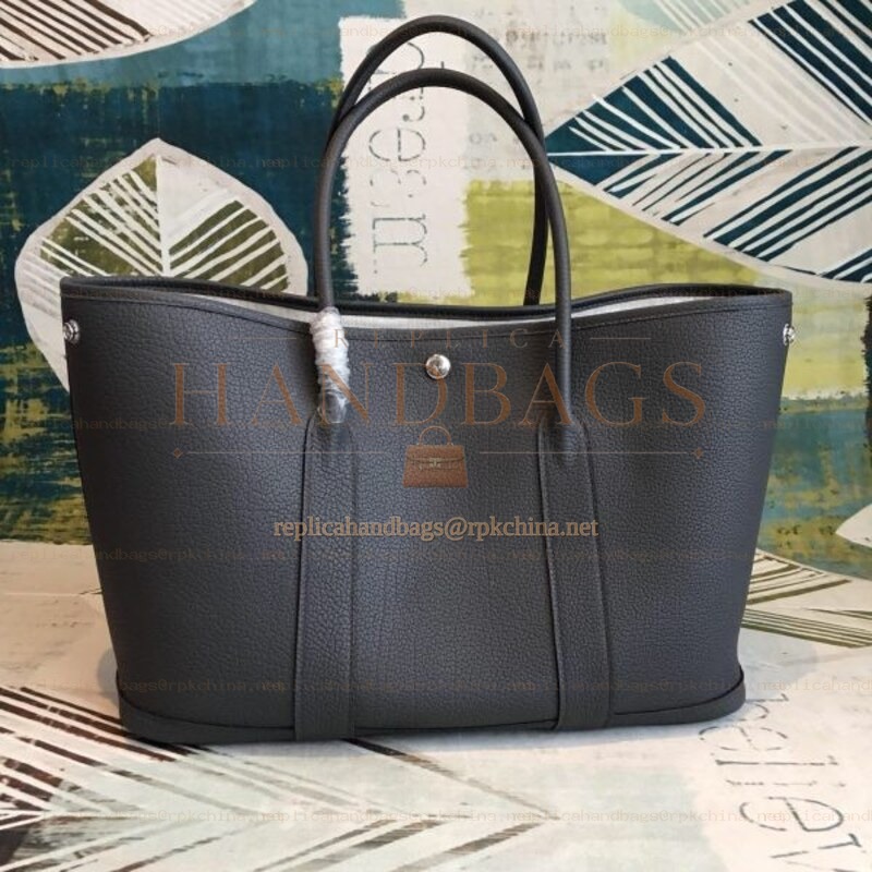 Replica Hermes Black Garden Party 36 Textured Leather Bag