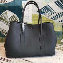 Replica Hermes Black Garden Party 36 Textured Leather Bag