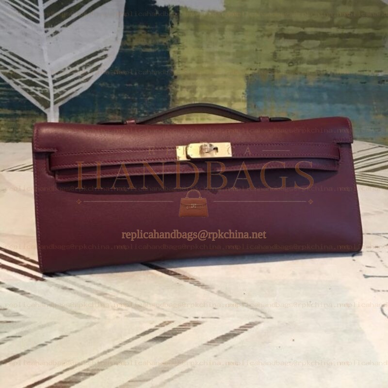 Replica Hermes Burgundy Kelly Cut Clutch