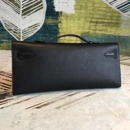 Replica Hermes Black Kelly Cut Clutch Smooth Leather