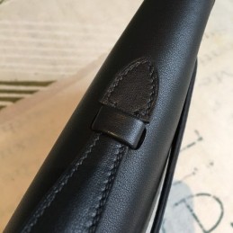 Replica Hermes Black Kelly Cut Clutch Smooth Leather
