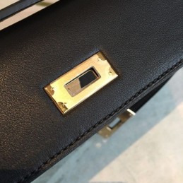 Replica Hermes Black Kelly Cut Clutch Smooth Leather