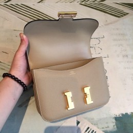 Replica Hermes Tan Constance Mini 18 Smooth Leather Bag