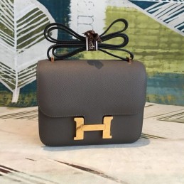 Replica Hermes Black Constance Mini 18 Smooth Leather Bag