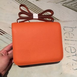 Replica Hermes Orange Constance Mini 18 H Closure Bag