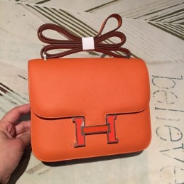 Replica Hermes Orange Constance Mini 18 H Closure Bag