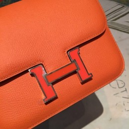 Replica Hermes Orange Constance Mini 18 H Closure Bag