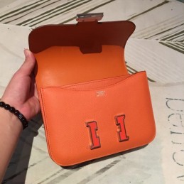 Replica Hermes Orange Constance Mini 18 H Closure Bag