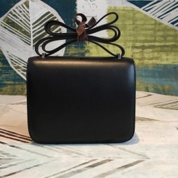 Replica Hermes Black Constance Mini 18 Textured Leather Bag