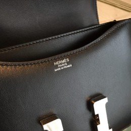 Replica Hermes Black Constance Mini 18 Textured Leather Bag