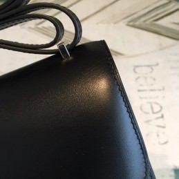Replica Hermes Black Constance Mini 18 Textured Leather Bag