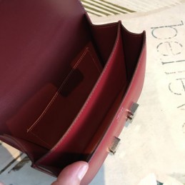 Replica Hermes Red Burgundy Constance Mini 18 Palladium Hardware Bag