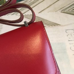Replica Hermes Red Burgundy Constance Mini 18 Palladium Hardware Bag