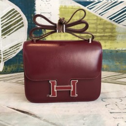 Replica Hermes Burgundy Constance Mini 18 Bag