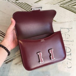 Replica Hermes Burgundy Constance Mini 18 Bag