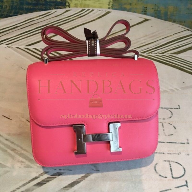 Replica Hermes Pink Constance Mini 18 Palladium Hardware Bag