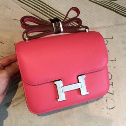 Replica Hermes Pink Constance Mini 18 Palladium Hardware Bag