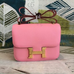 Replica Hermes Pink Constance 24 Gold Hardware Bag