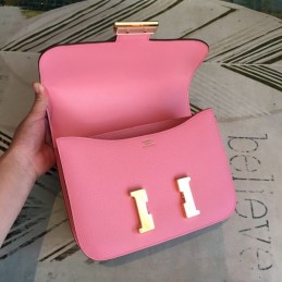 Replica Hermes Pink Constance 24 Gold Hardware Bag