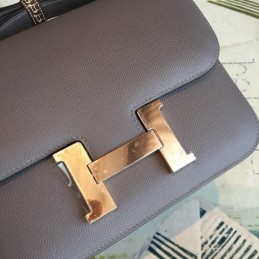Replica Hermes Dark Brown Constance 24 Gold Hardware Bag