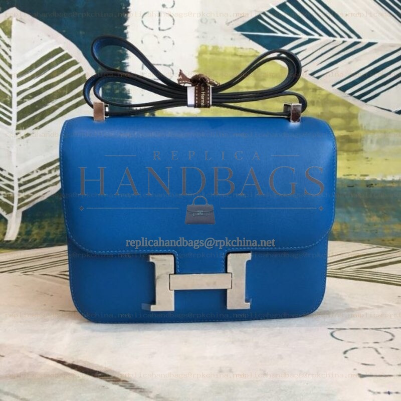 Replica Hermes Electric Blue Constance 24 Palladium Hardware Bag