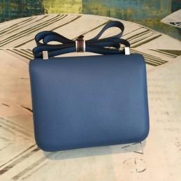Replica Hermes Blue Constance 24 Palladium Hardware Bag