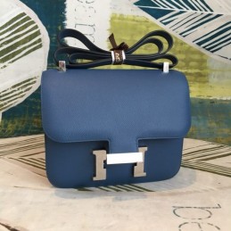 Replica Hermes Blue Constance 24 Palladium Hardware Bag