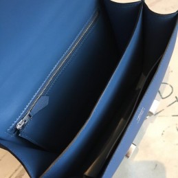 Replica Hermes Blue Constance 24 Palladium Hardware Bag