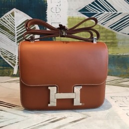 Replica Hermes Brown Constance 24 Palladium Hardware Bag