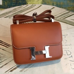 Replica Hermes Brown Constance 24 Palladium Hardware Bag