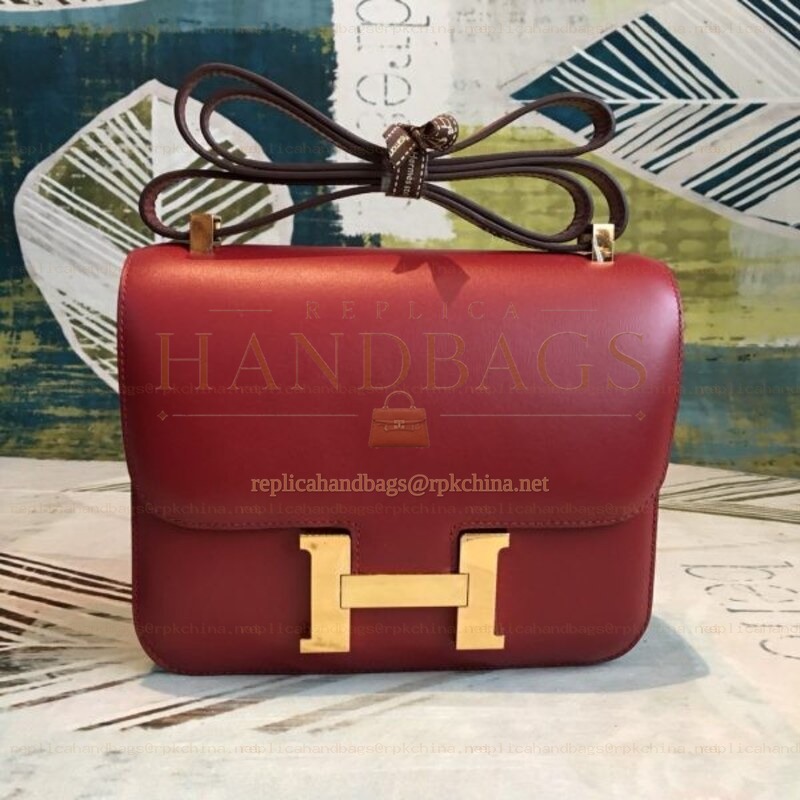 Replica Hermes Red Constance 24 Textured Leather Bag
