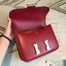 Replica Hermes Red Constance 24 Textured Leather Bag