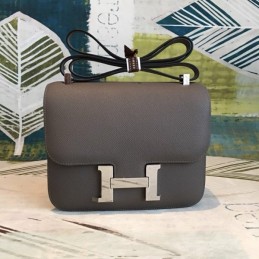 Replica Hermes Dark Gray Constance 24 Palladium Hardware Bag