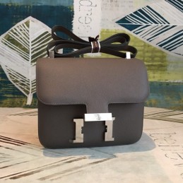 Replica Hermes Dark Gray Constance 24 Palladium Hardware Bag